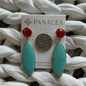 NWT Turquoise and Red Stone Earrings